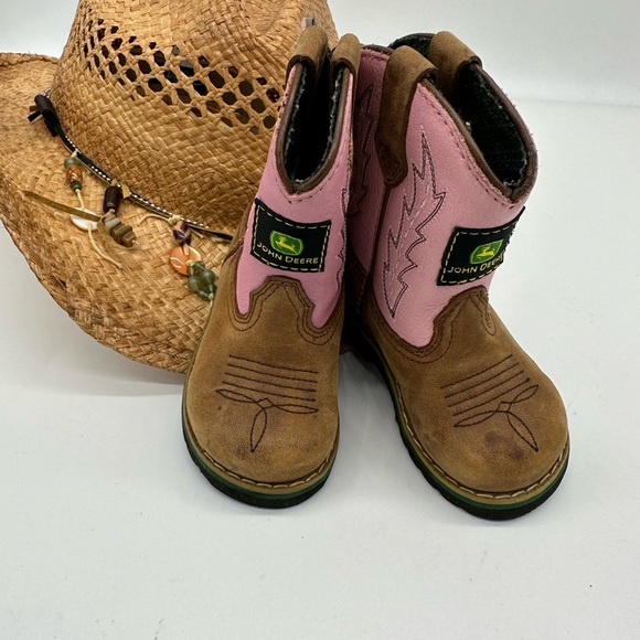John Deere Other - John Deere Pink Leather Cowgirl Boots- Size 4M